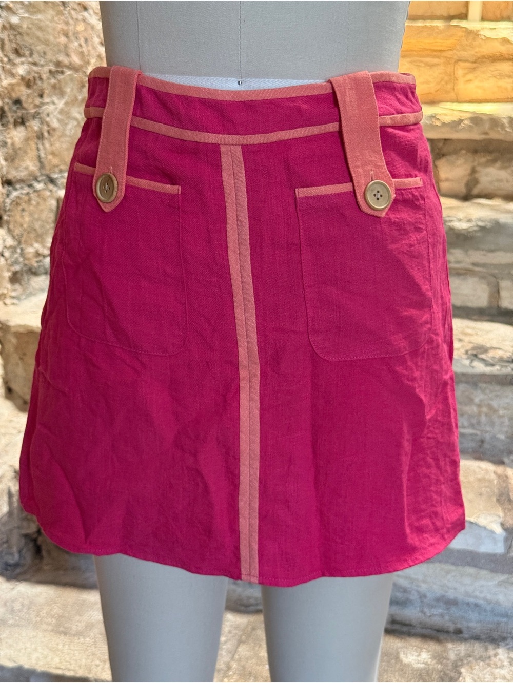 JB by Julie Brown bright pink Mini Skirt with Peach Trim